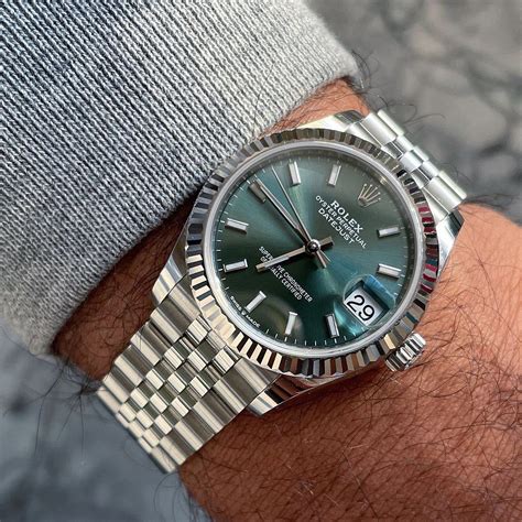 green face rolex silver|rolex datejust green face.